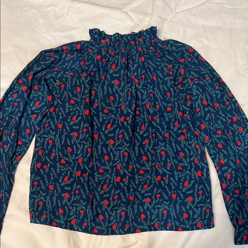 Bisby Floral Print Blue and Red Girls Top